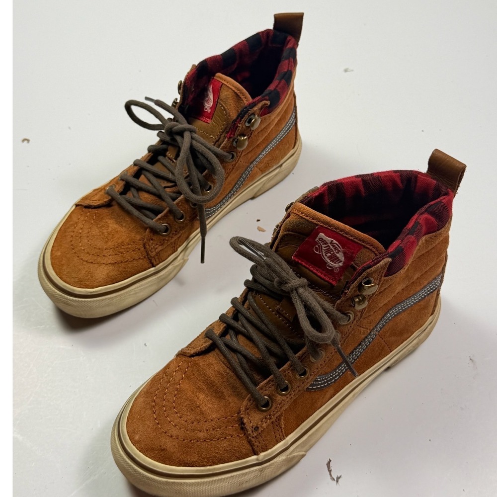 Vans Sk8-Hi MTE Glazed Ginger Flannel Suede High Top Sneakers 6.5 Women 5 Men
